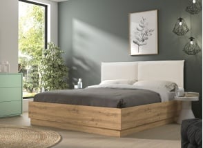 Letto contenitore con testiera 160x200 KAREL - Rovere Chiaro
