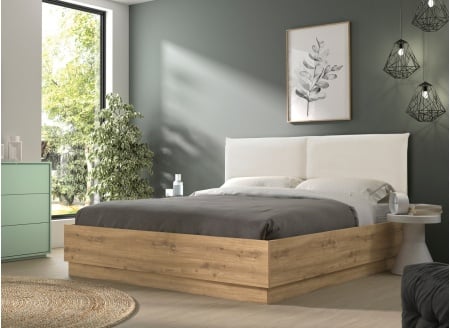 Lit coffre tête de lit 160x200 KAREL Chêne Blond - 1