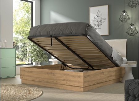 Lit coffre tête de lit 160x200 KAREL Chêne Blond - 2