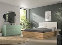 Lit coffre tête de lit 160x200 KAREL Chêne Blond - 3