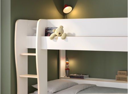 Hochbett mit Stauraum 90x200 MILANO - Weiß/Eiche