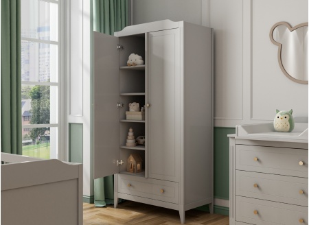 Armoire 2 portes 1 tiroirs ÉLORIA - Gris - 2