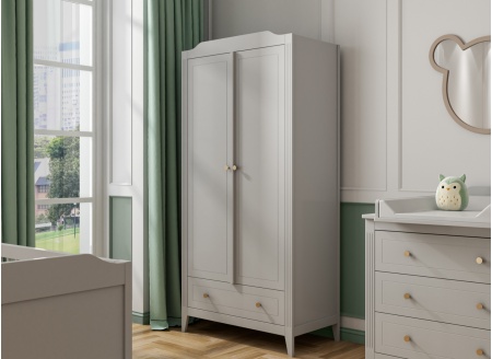 Armoire 2 portes 1 tiroirs ÉLORIA - Gris - 1
