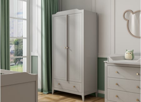 Armoire 2 portes 1 tiroirs ÉLORIA - Gris - 1