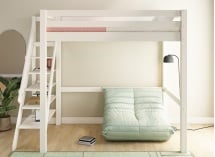 Lit mezzanine 2 places avec escalier 140x200 DARIO - Blanc - 2