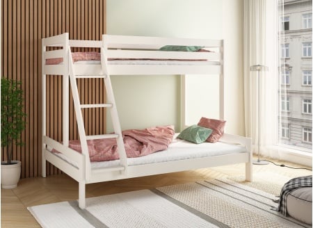 Lit superposé 90/140x200 en pin massif GABY - Blanc -1