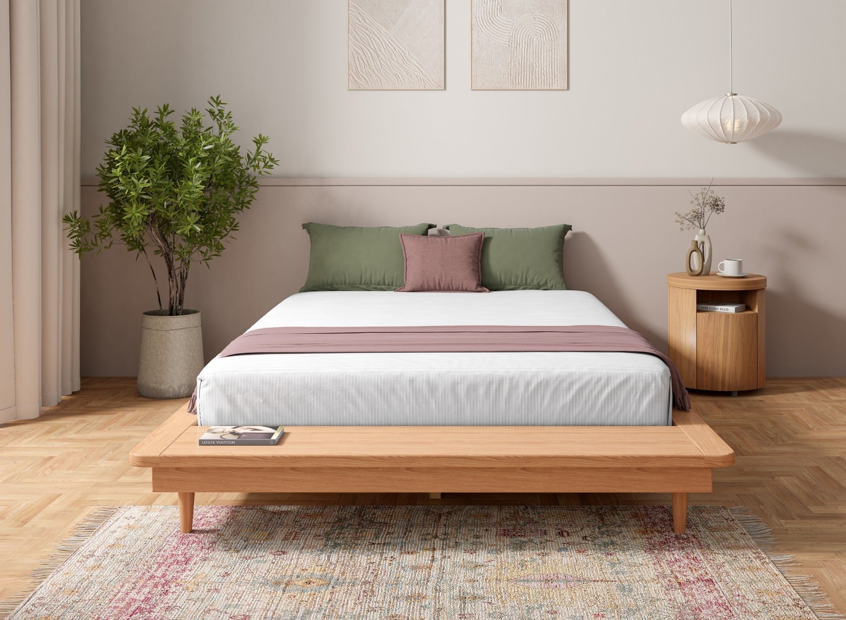 Lit futon 140x190 en bois massif NIELS - Hêtre - 1