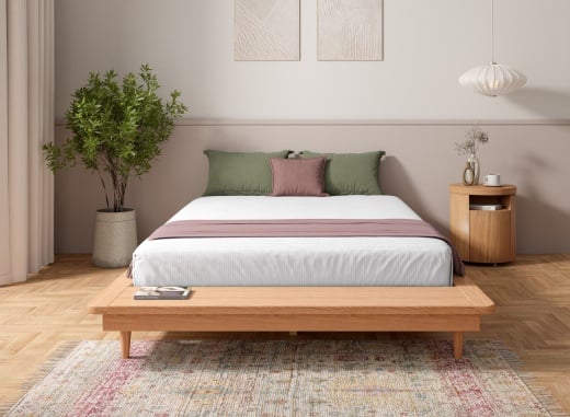 Lit futon 140x190 en bois massif NIELS - Hêtre - 1