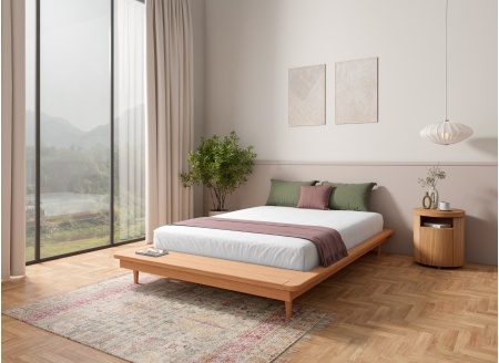 NIELS 140x190 Solid Wood Futon Bed - Beech