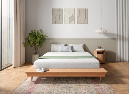 Futonbed 160x200 van massief hout NIELS - Beuk