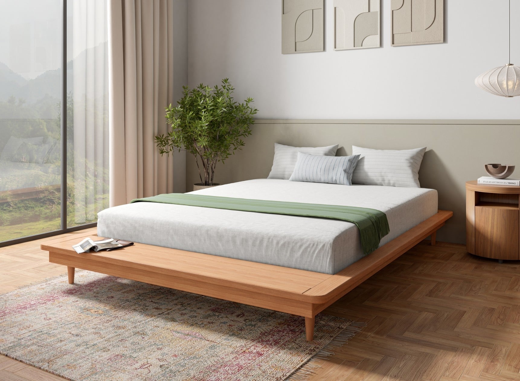 Cama futón 160x200 de madera maciza NIELS - Haya