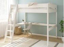 Lit mezzanine 2 places bureau d’angle SOHO - Blanc - 1