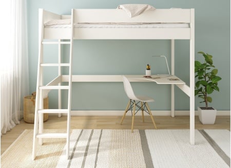 Lit mezzanine 2 places bureau d’angle SOHO - Blanc - 3