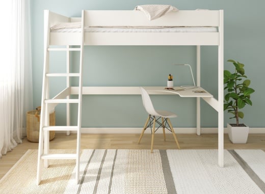 Lit Mezzanine IKEA STARVÄ Avec Bureau Et Matelas 90x200 – Gris Laqué