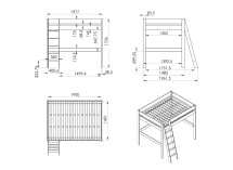 Lit mezzanine 2 places 140x190 SOHO - Dimensions