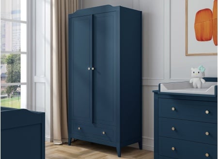 Armoire 2 portes 1 tiroir ÉLORIA - Bleu impérial - 1