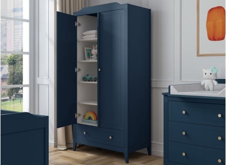 ÉLORIA 2-deurs kast met 1 lade - Keizerlijk blauw