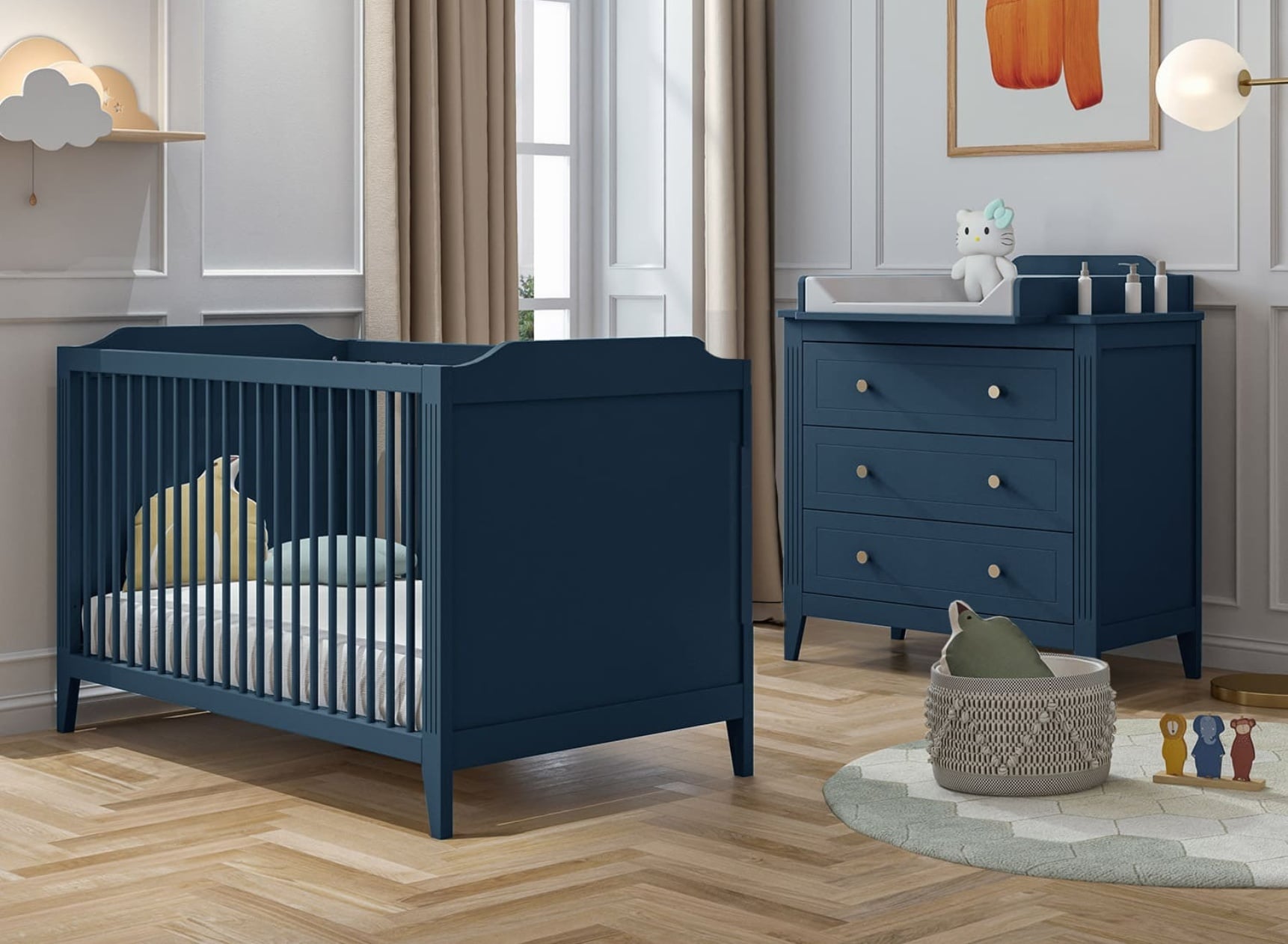 Chambre bébé duo ÉLORIA - Bleu impérial - 1