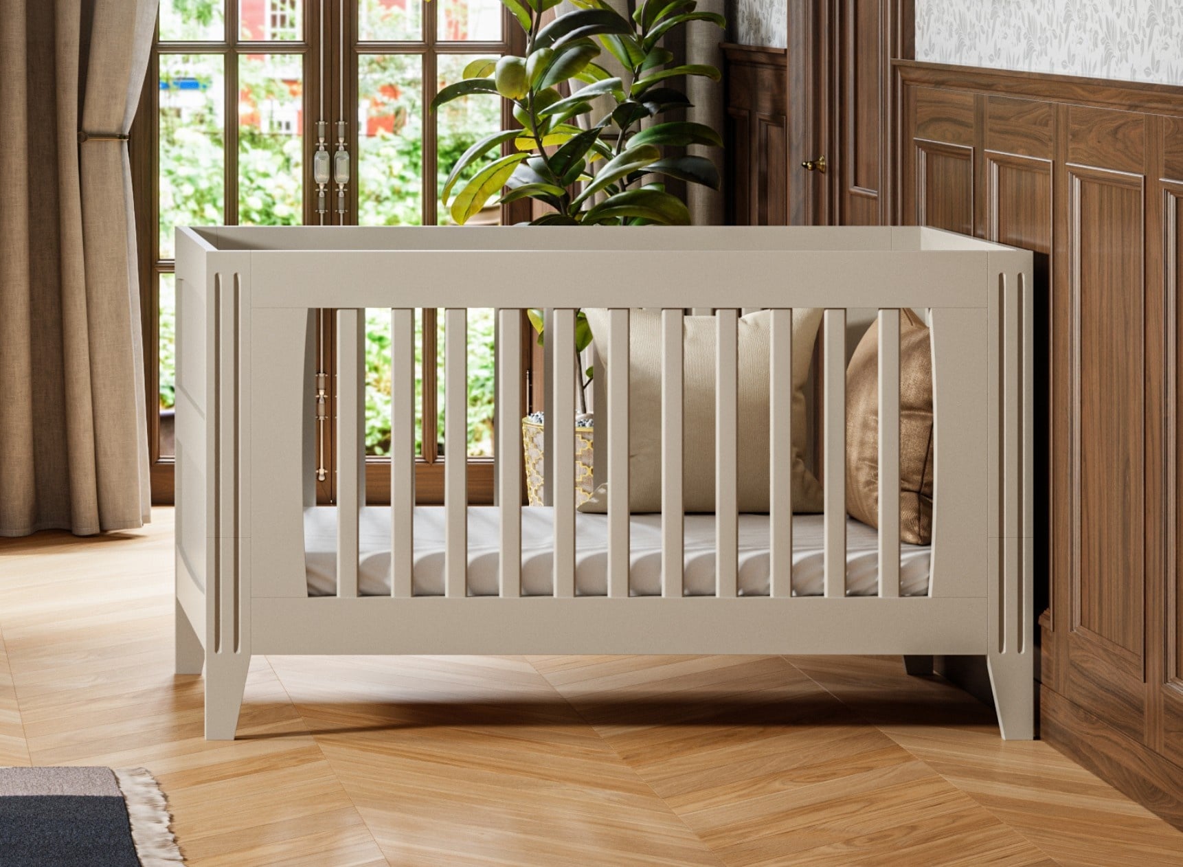 Lit bébé évolutif 70x140 MILENNE Beige Sable - 1