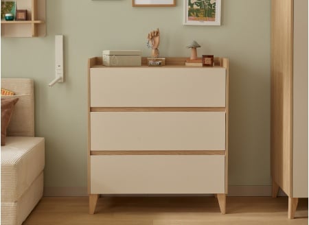Commode 3 tiroirs LILO Chêne/Sable - 1