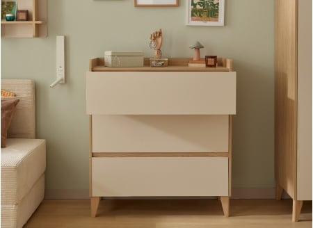 Commode 3 tiroirs LILO Chêne/Sable - 2