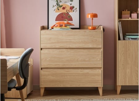 Commode 3 tiroirs LILO Chêne - 1