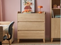 Commode 3 tiroirs LILO Chêne - 1