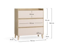 Commode 3 tiroirs LILO Chêne/Sable - 7