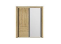 Armoire 2 portes coulissantes avec miroir OSCAR - Chêne - 2