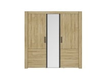 Armoire 3 portes avec miroir OSCAR - Chêne - 2