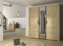 Armoire 3 portes avec miroir OSCAR - Chêne - 1
