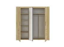 Armoire 3 portes avec miroir OSCAR - Chêne - 4