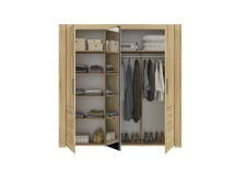 Armoire 3 portes avec miroir OSCAR - Chêne - 5