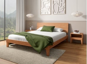 Lit avec tête de lit pleine en bois massif 160x200 ACHILLE - Hêtre
