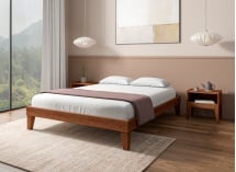 Lit en bois massif 140x190 ACHILLE - Noyer - 1