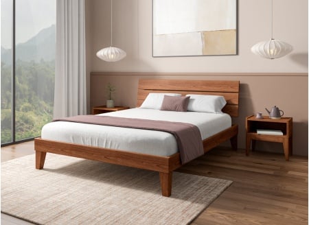 Bed met trio hoofdeinde van massief hout 140x190 ACHILLE - Notenhout