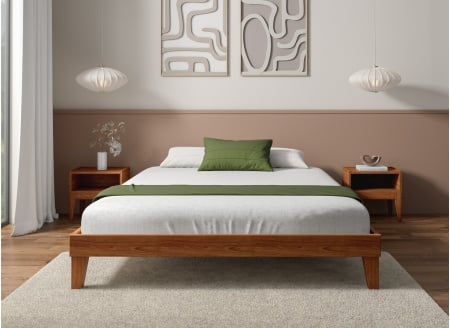 Solid wood bed 160x200 ACHILLE - Walnut