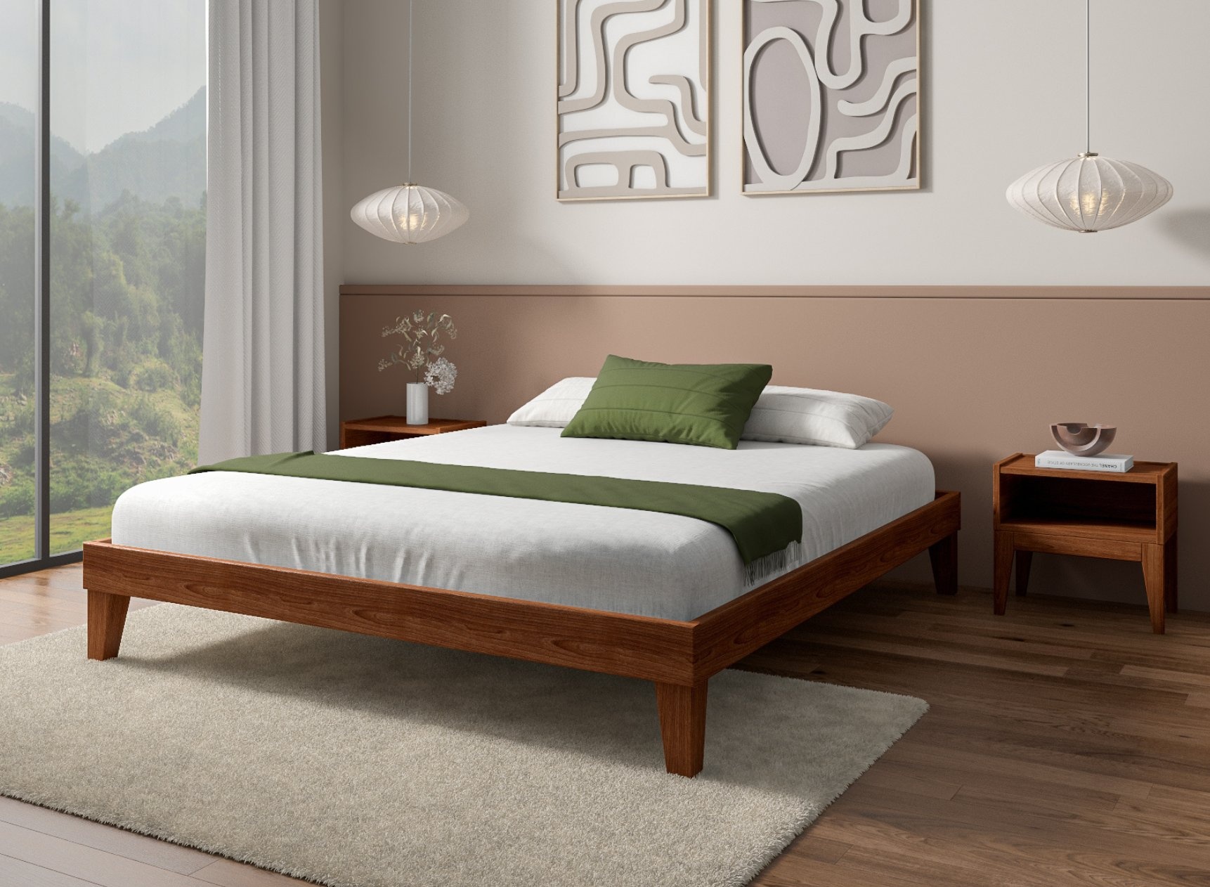 Massief houten bed 160x200 ACHILLE - Notenhout