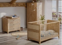 Armoire 2 portes 1 tiroir cannage rotin NAMI - Bois - 3