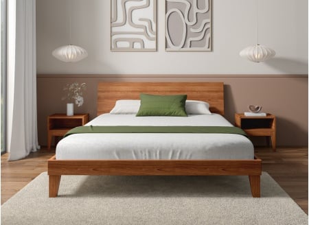 Bed met vol hoofdbord van massief hout 160x200 ACHILLE - Notenhout