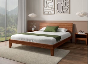 Bed met vol hoofdbord van massief hout 160x200 ACHILLE - Notenhout