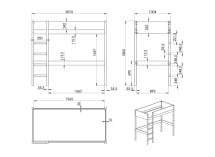 Lit mezzanine 90x200 JUNE - Dimensions