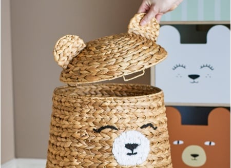 Storage basket with lid TIMONE - Natural fibers