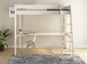 Letto a soppalco 90x200 con scrivania ad angolo SOHO - Bianco