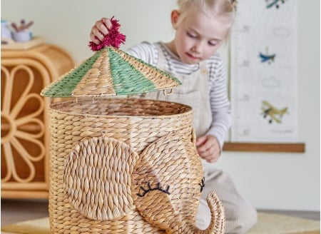 Opbergmand met deksel BOBO - Natuurlijke vezels