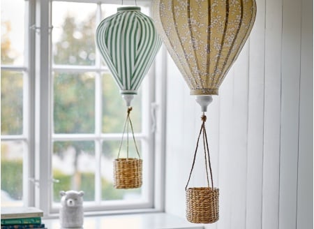 Suspended hot air balloon toy POMP MOBILE - Yellow