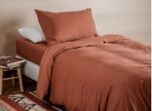 Drap housse 90x200 Coton Bio - Terracotta - 4