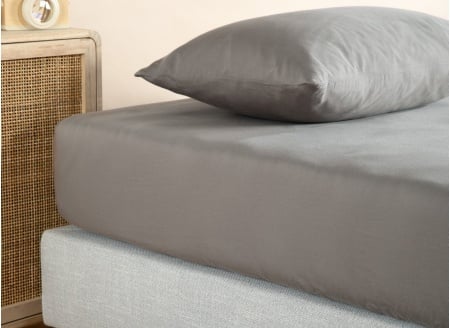 Drap housse 160x200 Coton Bio - Gris - 1