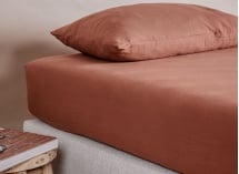 Drap housse 160x200 Coton Bio - Terracotta - 1