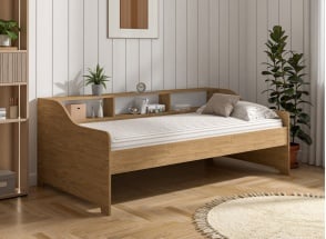 Lit banquette avec rangement 90x200 AEL - Chêne